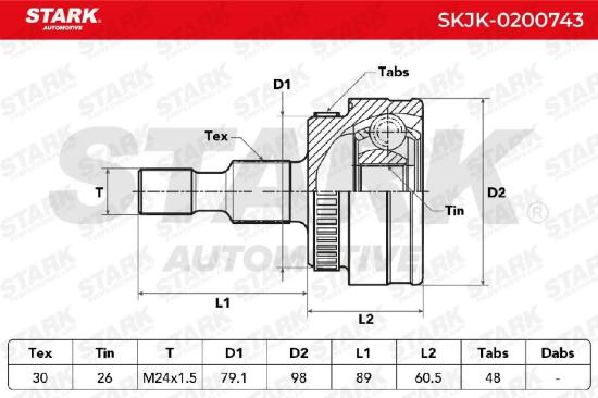 STARK SKJK-0200743 Gelenksatz Antriebswelle Achswelle Vorne radseitig Bild STARK SKJK-0200743 Gelenksatz Antriebswelle Achswelle Vorne radseitig
