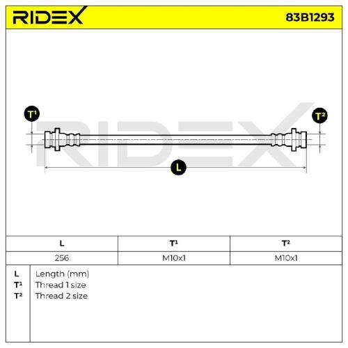 RIDEX Bremsschlauch 83B1293 HINTEN BREMSSCHLÄUCHE Länge: 255mm für SUZUKI Bild RIDEX Bremsschlauch 83B1293 HINTEN BREMSSCHLÄUCHE Länge: 255mm für SUZUKI