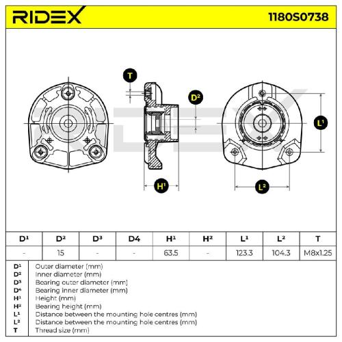 RIDEX 1180S0738 Federbeinstützlager Vorne beidseitig passend für MERCEDES-BENZ Bild RIDEX 1180S0738 Federbeinstützlager Vorne beidseitig passend für MERCEDES-BENZ