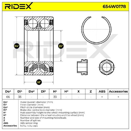 RIDEX 654W0178 Radlagersatz pro 1 Rad Vorne links rechts beidseitig Hinten Bild RIDEX 654W0178 Radlagersatz pro 1 Rad Vorne links rechts beidseitig Hinten