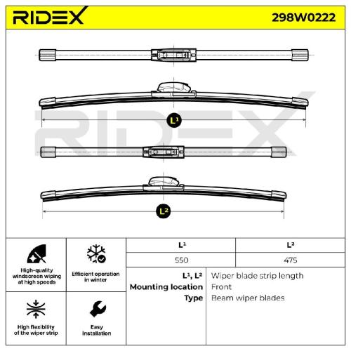 RIDEX Scheibenwischer Satz Wischerblätter Satz mit Spoiler Vorne Länge 1: 550mm Bild RIDEX Scheibenwischer Satz Wischerblätter Satz mit Spoiler Vorne Länge 1: 550mm