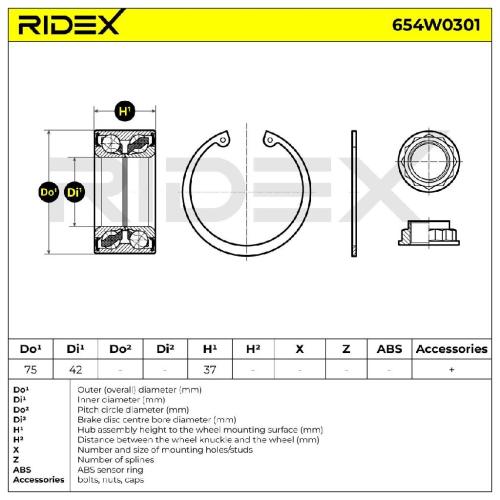 RIDEX 654W0301 Radlagersatz pro 1 Rad Hinten für BMW 3 Touring (E91) 1008849 Bild RIDEX 654W0301 Radlagersatz pro 1 Rad Hinten für BMW 3 Touring (E91) 1008849
