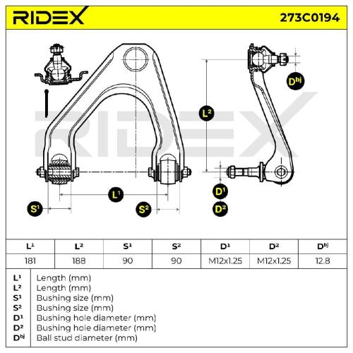 RIDEX 273C0194 Lenker Radaufhängung Querlenker Front links für HONDA ACCORD IV Bild RIDEX 273C0194 Lenker Radaufhängung Querlenker Front links für HONDA ACCORD IV