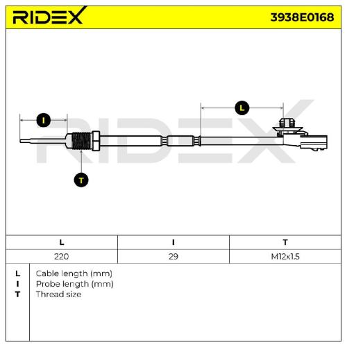 RIDEX 3938E0168 Abgastemperatursensor 2-Polig für RENAULT Master 1II Kasten (FV) Bild RIDEX 3938E0168 Abgastemperatursensor 2-Polig für RENAULT Master 1II Kasten (FV)