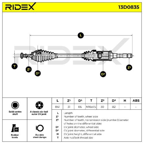RIDEX Antriebswelle Achswelle Vorderachse/Vorne rechts für BMW 1 Schrägheck Bild RIDEX Antriebswelle Achswelle Vorderachse/Vorne rechts für BMW 1 Schrägheck