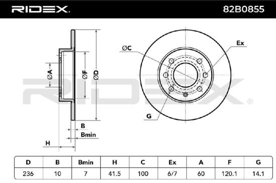 RIDEX 82B0855 1x Bremsscheibe Vorne Ø236mm voll für OPEL Kadett E CC (T85) Bild RIDEX 82B0855 1x Bremsscheibe Vorne Ø236mm voll für OPEL Kadett E CC (T85)