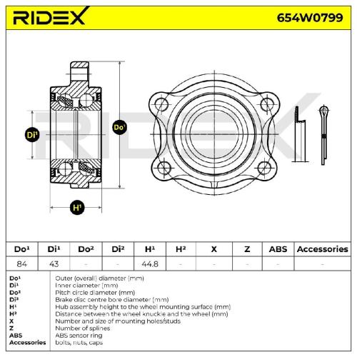 RIDEX 654W0799 Radlagersatz pro 1 Rad Hinten für NISSAN 350 Z (Z33) 3925235F6C Bild RIDEX 654W0799 Radlagersatz pro 1 Rad Hinten für NISSAN 350 Z (Z33) 3925235F6C