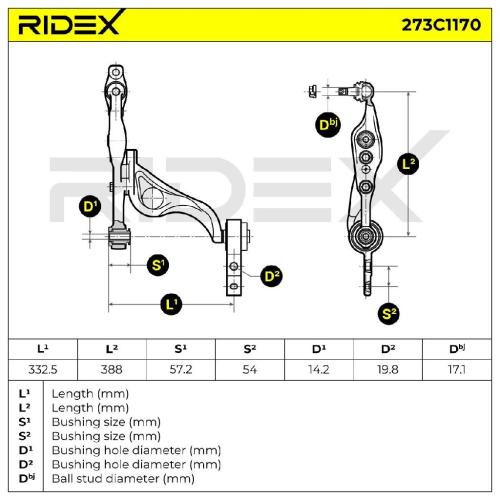 RIDEX 273C1170 Lenker Radaufhängung Querlenker Front rechts für MAZDA 6 Kombi Bild RIDEX 273C1170 Lenker Radaufhängung Querlenker Front rechts für MAZDA 6 Kombi