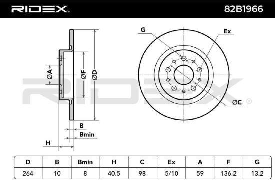 RIDEX 82B1966 2x Bremsscheiben Hinten Ø264mm voll für FIAT TIPO Kombi (356) Bild RIDEX 82B1966 2x Bremsscheiben Hinten Ø264mm voll für FIAT TIPO Kombi (356)