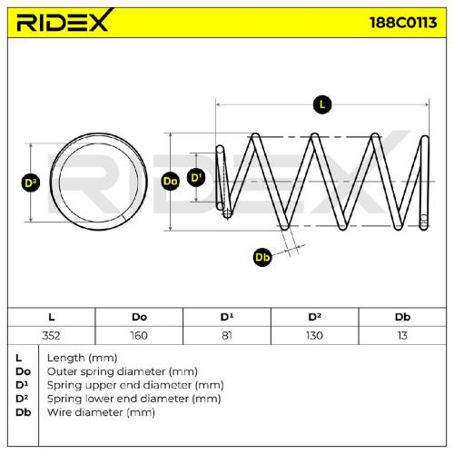 RIDEX 188C0113 2x Federn Fahrwerksfedern Vorne für FORD Focus II Schrägheck Bild RIDEX 188C0113 2x Federn Fahrwerksfedern Vorne für FORD Focus II Schrägheck