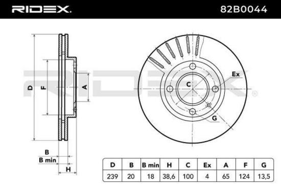 RIDEX 82B0044 2x Bremsscheiben Vorne Ø239mm Belüftet für VW Golf 1II (1H1) Bild RIDEX 82B0044 2x Bremsscheiben Vorne Ø239mm Belüftet für VW Golf 1II (1H1)