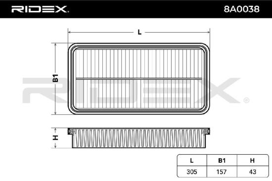 RIDEX 8A0038 Motor Luftfilter RechtEckig Filtereinsatz für TOYOTA AVENSIS Kombi Bild RIDEX 8A0038 Motor Luftfilter RechtEckig Filtereinsatz für TOYOTA AVENSIS Kombi