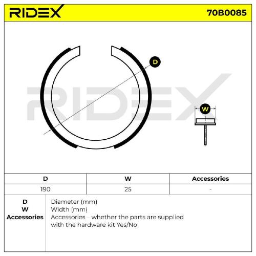 RIDEX Bremsbacken Satz für Trommelbremse Hinten für MAZDA CX-7 (ER) 70B0085 Bild RIDEX Bremsbacken Satz für Trommelbremse Hinten für MAZDA CX-7 (ER) 70B0085