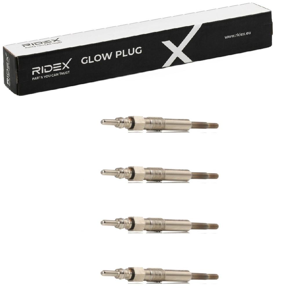 4x RIDEX Diesel Glühkerze 11V Schlüsselweite: 10mm Gewindemaß:M10x1.0 für VW