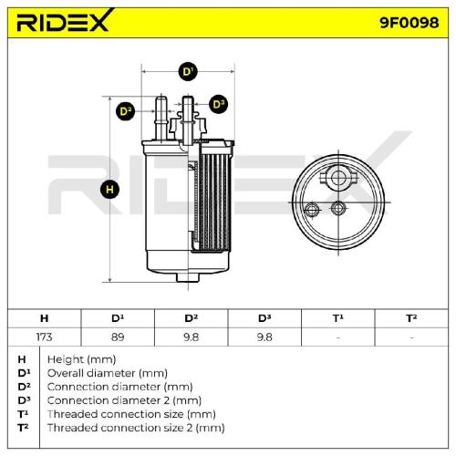 RIDEX 9F0098 Kraftstofffilter für FORD MONDEO III Kombi (BWY) 1203201 2042989 Bild RIDEX 9F0098 Kraftstofffilter für FORD MONDEO III Kombi (BWY) 1203201 2042989
