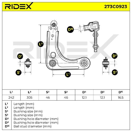 RIDEX 273C0923 Lenker Radaufhängung Querlenker Front rechts für FORD KA (RB) Bild RIDEX 273C0923 Lenker Radaufhängung Querlenker Front rechts für FORD KA (RB)