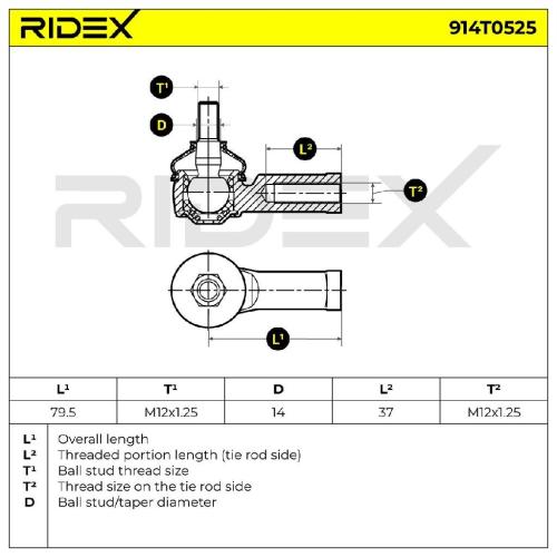 RIDEX Spurstangenkopf Vorderachse Traggelenk 914T0525 für HONDA PRELUDE III (BA) Bild RIDEX Spurstangenkopf Vorderachse Traggelenk 914T0525 für HONDA PRELUDE III (BA)