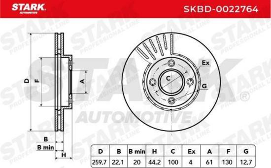STARK SKBD-0022764 2x Bremsscheiben Vorne Ø260mm Belüftet für NISSAN Bild STARK SKBD-0022764 2x Bremsscheiben Vorne Ø260mm Belüftet für NISSAN