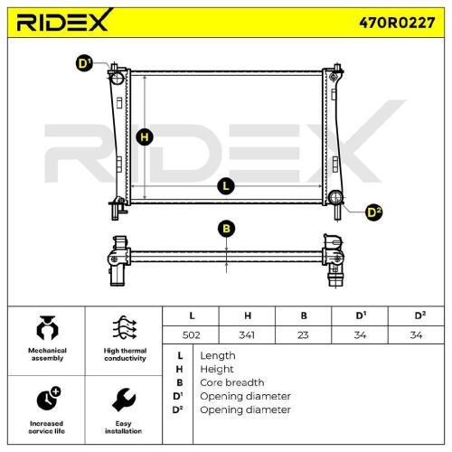 RIDEX 470R0227 Motorkühler / Wasserkühler für FORD Fiesta Mk6 Schrägheck 1141490 Bild RIDEX 470R0227 Motorkühler / Wasserkühler für FORD Fiesta Mk6 Schrägheck 1141490