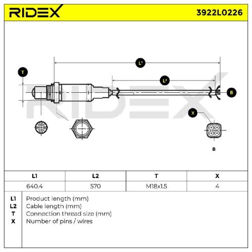 RIDEX 3922L0226 Lambdasonde Oxygen O2 Sensor Beheizt für VW Transporter T1V Bus Bild RIDEX 3922L0226 Lambdasonde Oxygen O2 Sensor Beheizt für VW Transporter T1V Bus