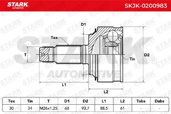 STARK SKJK-0200983 Gelenksatz Antriebswelle Achswelle Vorne radseitig für HONDA Bild STARK SKJK-0200983 Gelenksatz Antriebswelle Achswelle Vorne radseitig für HONDA