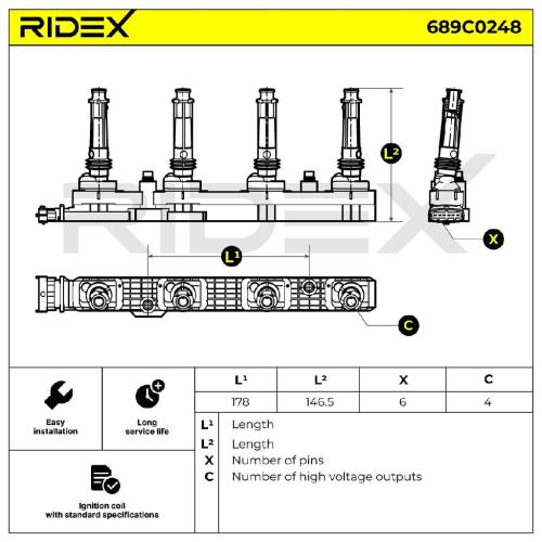 RIDEX 689C0248 Zündspule 12V für OPEL ZAFIRA B (A05) 133879 6235037 90424480 Bild RIDEX 689C0248 Zündspule 12V für OPEL ZAFIRA B (A05) 133879 6235037 90424480