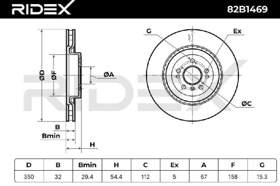 RIDEX 82B1469 2x Bremsscheiben Vorne Ø350mm Belüftet 1664210712 1664211400 Bild RIDEX 82B1469 2x Bremsscheiben Vorne Ø350mm Belüftet 1664210712 1664211400