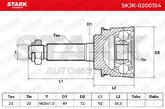 STARK SKJK-0200154 Gelenksatz Antriebswelle Achswelle radseitig für SUZUKI Bild STARK SKJK-0200154 Gelenksatz Antriebswelle Achswelle radseitig für SUZUKI