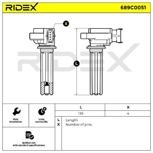 RIDEX 689C0051 Zündspule 12V Anschlussanzahl 4 für OPEL Vectra C Caravan (Z02) Bild RIDEX 689C0051 Zündspule 12V Anschlussanzahl 4 für OPEL Vectra C Caravan (Z02)