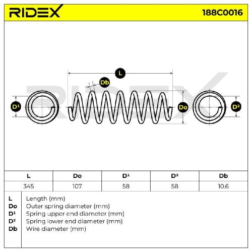 RIDEX 188C0016 2x Federn Fahrwerksfedern Hinten für VW Golf 1V Schrägheck Bild RIDEX 188C0016 2x Federn Fahrwerksfedern Hinten für VW Golf 1V Schrägheck