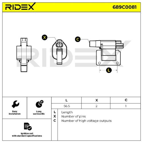 RIDEX 689C0081 Zündspule für NISSAN ALMERA TINO (V10) 2244856E11 224480C811 Bild RIDEX 689C0081 Zündspule für NISSAN ALMERA TINO (V10) 2244856E11 224480C811