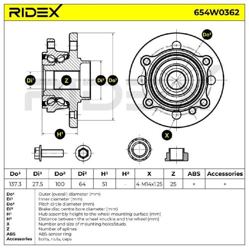 RIDEX 654W0362 Radlagersatz pro 1 Rad Vorne beidseitig für MINI Schrägheck (R56) Bild RIDEX 654W0362 Radlagersatz pro 1 Rad Vorne beidseitig für MINI Schrägheck (R56)