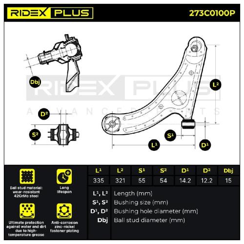RIDEX PLUS 273C0100P Lenker Radaufhängung Querlenker für AUDI A4 Avant (8K5, B8) Bild RIDEX PLUS 273C0100P Lenker Radaufhängung Querlenker für AUDI A4 Avant (8K5, B8)