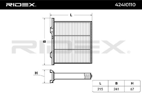 RIDEX 424I0110 Innenraumfilter Pollenfilter Aktivkohlefilter Höhe: 67 Breite: Bild RIDEX 424I0110 Innenraumfilter Pollenfilter Aktivkohlefilter Höhe: 67 Breite: