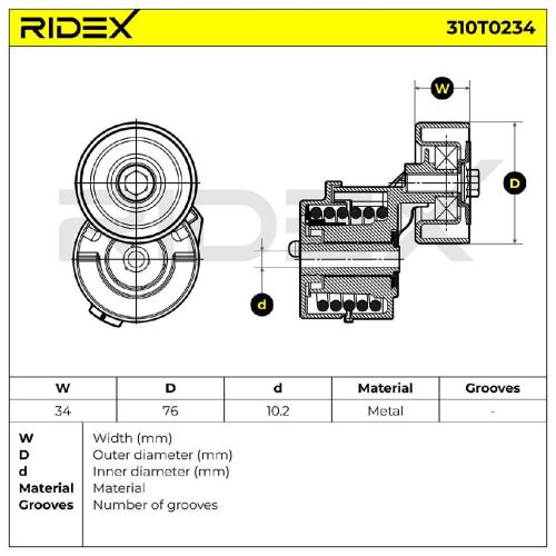 RIDEX 310T0234 Spannrolle Keilrippenriemen für KIA SORENTO I (JC) 252814A000 Bild RIDEX 310T0234 Spannrolle Keilrippenriemen für KIA SORENTO I (JC) 252814A000
