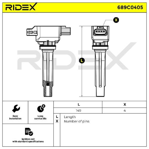 RIDEX 689C0405 Zündspule für MAZDA CX-5 (KE, GH) P51B18100 133965 PE0118100 Bild RIDEX 689C0405 Zündspule für MAZDA CX-5 (KE, GH) P51B18100 133965 PE0118100