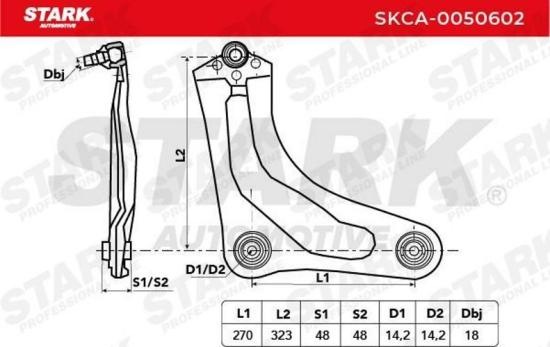 STARK SKCA-0050602 Lenker Radaufhängung Querlenker Front rechts 1673630380 Bild STARK SKCA-0050602 Lenker Radaufhängung Querlenker Front rechts 1673630380