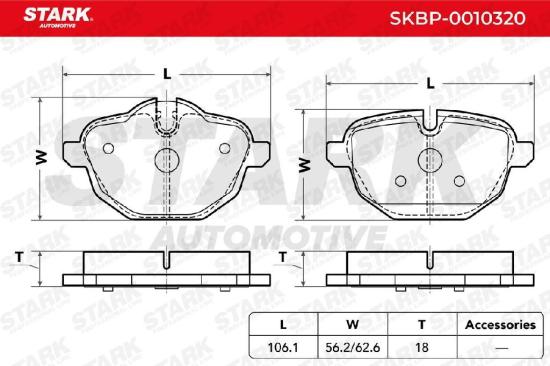 STARK Bremsbelagsatz Bremsbeläge Hinten für BMW 5 Touring (F11) 5 Limousine X3 Bild STARK Bremsbelagsatz Bremsbeläge Hinten für BMW 5 Touring (F11) 5 Limousine X3