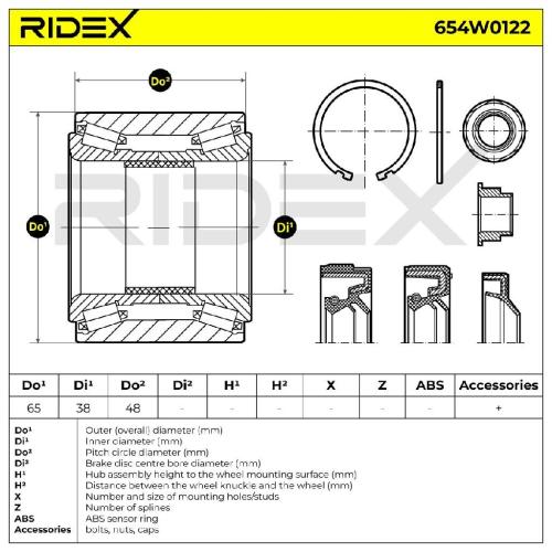 RIDEX 654W0122 Radlagersatz pro 1 Rad Hinten beidseitig zweireihig für SUBARU Bild RIDEX 654W0122 Radlagersatz pro 1 Rad Hinten beidseitig zweireihig für SUBARU