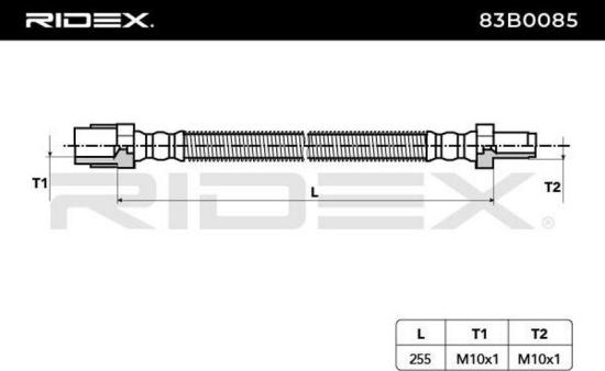 RIDEX Bremsschlauch 83B0085 HINTEN BREMSSCHLÄUCHE Länge: 285mm Bild RIDEX Bremsschlauch 83B0085 HINTEN BREMSSCHLÄUCHE Länge: 285mm