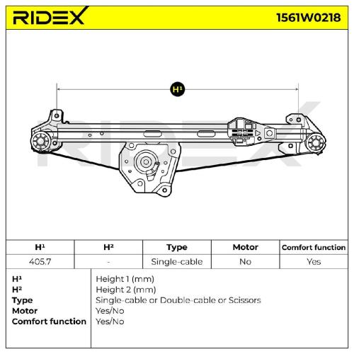 RIDEX 1561W0218 Fensterheber Hinten Rechts Elektrisch ohne Elektromotor für OPEL Bild RIDEX 1561W0218 Fensterheber Hinten Rechts Elektrisch ohne Elektromotor für OPEL
