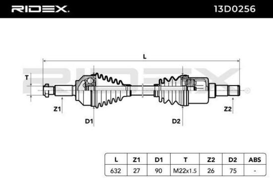 RIDEX Antriebswelle Achswelle Vorderachse/Vorne links für FORD 1132509 Bild RIDEX Antriebswelle Achswelle Vorderachse/Vorne links für FORD 1132509