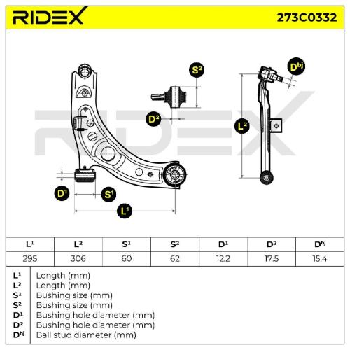 RIDEX 273C0332 Lenker Radaufhängung Querlenker Front rechts für DAIHATSU SIRION Bild RIDEX 273C0332 Lenker Radaufhängung Querlenker Front rechts für DAIHATSU SIRION