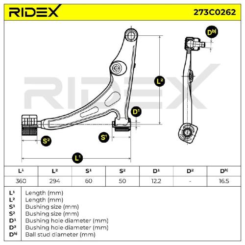 RIDEX 273C0262 Lenker Radaufhängung Querlenker Front links für SUZUKI Bild RIDEX 273C0262 Lenker Radaufhängung Querlenker Front links für SUZUKI