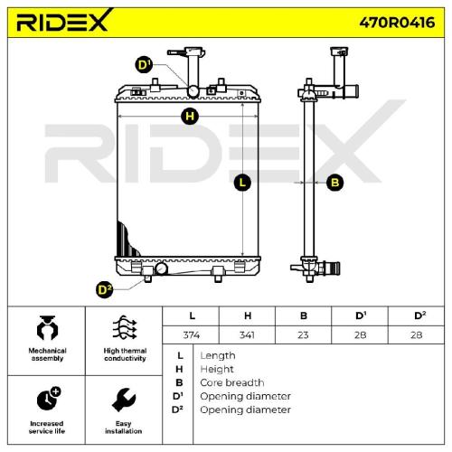 RIDEX 470R0416 Motorkühler / Wasserkühler für TOYOTA AYGO (WNB1, KGB1) 1330P4 Bild RIDEX 470R0416 Motorkühler / Wasserkühler für TOYOTA AYGO (WNB1, KGB1) 1330P4