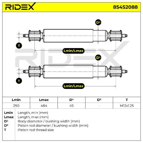 RIDEX 854S2088 2x Stoßdämpfer Gasdruck Vorne für NISSAN Patrol GR V SUV (Y61) Bild RIDEX 854S2088 2x Stoßdämpfer Gasdruck Vorne für NISSAN Patrol GR V SUV (Y61)