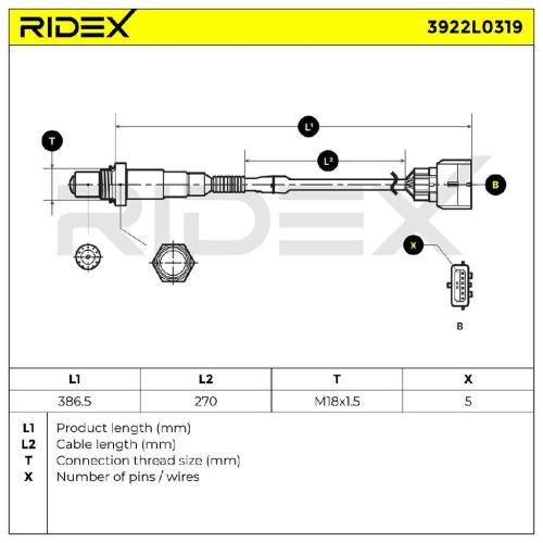 RIDEX 3922L0319 Lambdasonde Oxygen O2 Sensor Beheizt passend für MERCEDES-BENZ Bild RIDEX 3922L0319 Lambdasonde Oxygen O2 Sensor Beheizt passend für MERCEDES-BENZ