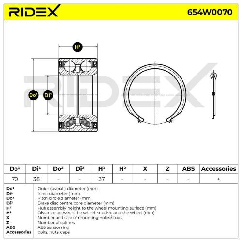 RIDEX 654W0070 Radlagersatz pro 1 Rad Vorne beidseitig für HYUNDAI i10 (PA) Bild RIDEX 654W0070 Radlagersatz pro 1 Rad Vorne beidseitig für HYUNDAI i10 (PA)