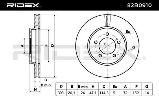 RIDEX 82B0910 2x Bremsscheiben Vorne Ø303mm Belüftet für FORD MAVERICK Bild RIDEX 82B0910 2x Bremsscheiben Vorne Ø303mm Belüftet für FORD MAVERICK