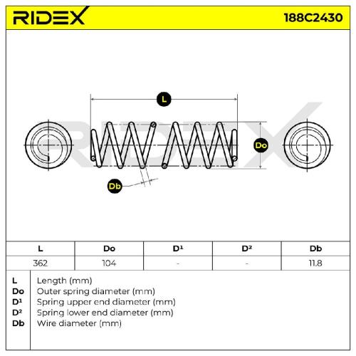 RIDEX 188C2430 2x Federn Fahrwerksfedern Hinten für VW Passat Variant Bild RIDEX 188C2430 2x Federn Fahrwerksfedern Hinten für VW Passat Variant